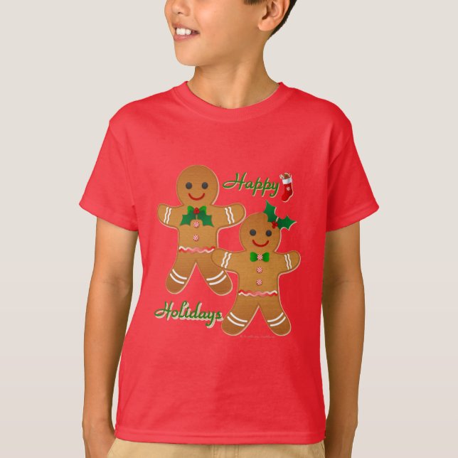 Happy Holidays Gingerbread Man Boy Girl T-Shirt (Vorderseite)