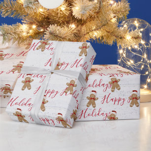 Happy Holidays Gingerbread Man Geschenkpapier