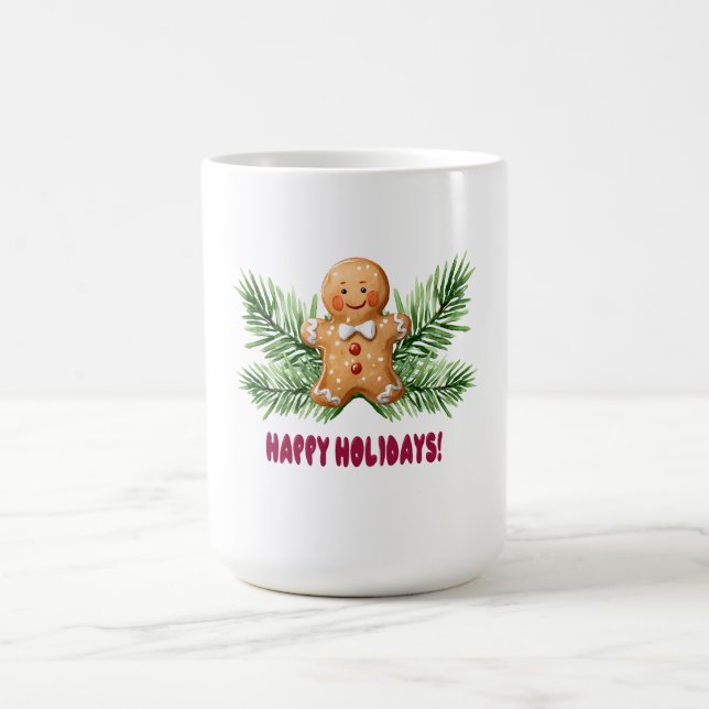 Happy Holidays Gingerbread Man & Pine Branchen Kaffeetasse (Mittel)