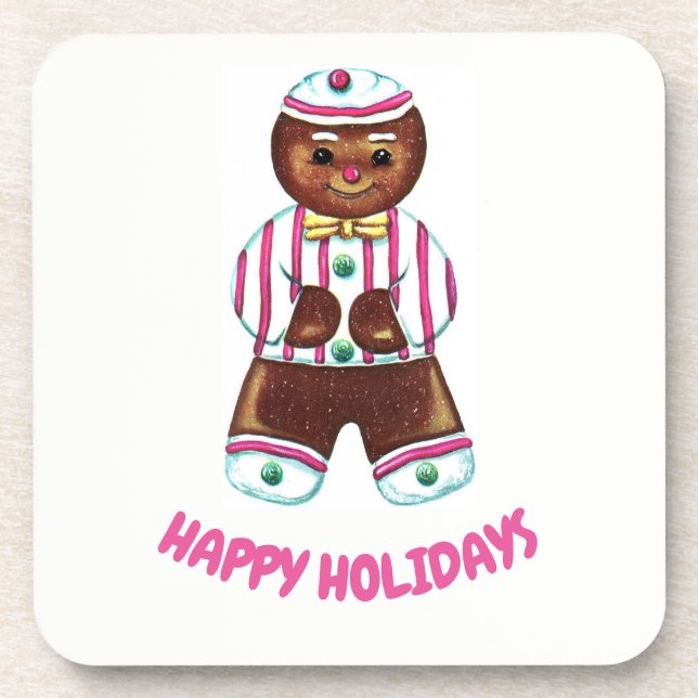 Happy Holidays Gingerbread Man Untersetzer (Vorderseite)