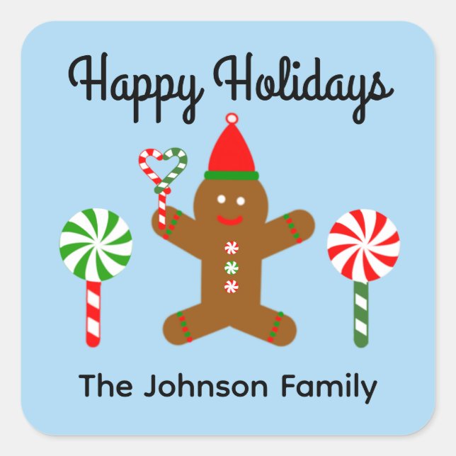 Happy Holidays Gingerbread Mann #1 Stickers (Vorderseite)