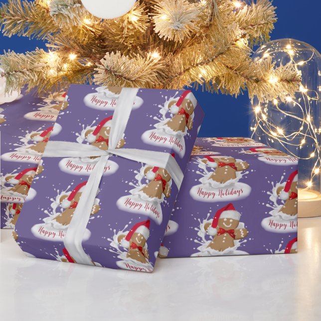 Happy Holidays Gingerbread Mann in Milch Geschenkpapier (Feiertage)