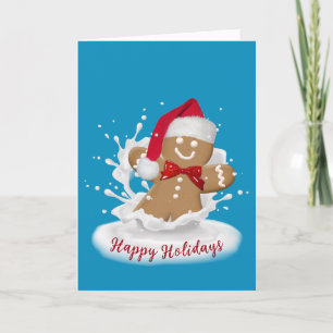 Happy Holidays Gingerbread Mann in Milch Karte