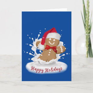 Happy Holidays Gingerbread Mann in Milch Karte