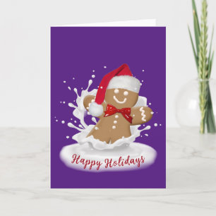Happy Holidays Gingerbread Mann in Milch Karte