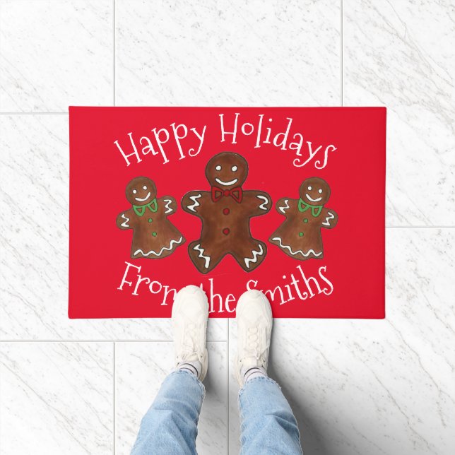 Happy Holidays Gingerbread Mann Weihnachtskekse Fußmatte (Indoor)