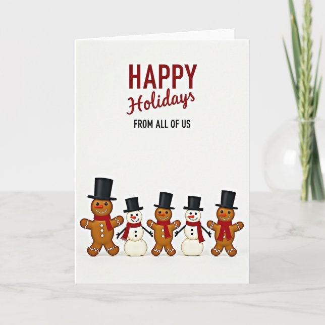 Happy Holidays Gingerbread Snowmen Card Karte (Vorderseite)