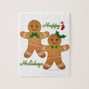 Happy Holidays Gingerbrot Man Boy Girl Puzzle