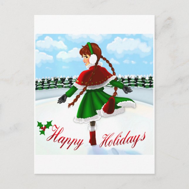 Happy Holidays Girl Postkarte (Vorderseite)