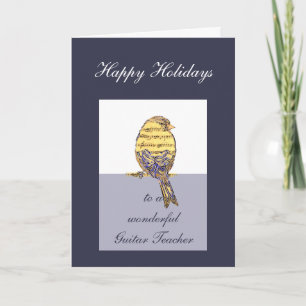 Happy Holidays Gitarrenlehrer Musiknote Bird Feiertagskarte