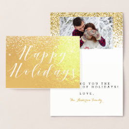 Happy Holidays & Glitzer Classic Typografy Design Folienkarte