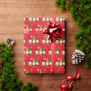 Happy Holidays Gnomes and Snowflakes Weihnachten Geschenkpapier