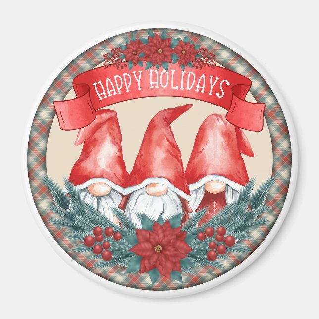 Happy Holidays Gnomes Magnet (Vorne)