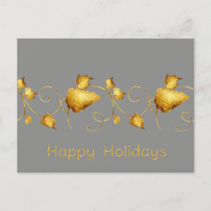 Happy Holidays Gold Blätter Business Feiertagspostkarte