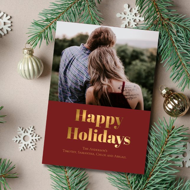 Happy Holidays Gold Foil Foto Card personalisieren Einladung (Happy Holidays Gold Foil Card Personalized)