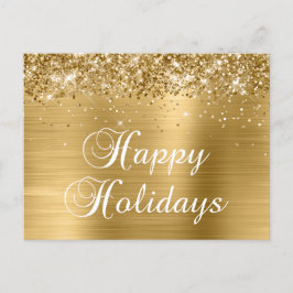 Happy Holidays Gold Glittery Faux Foil Feiertagspostkarte