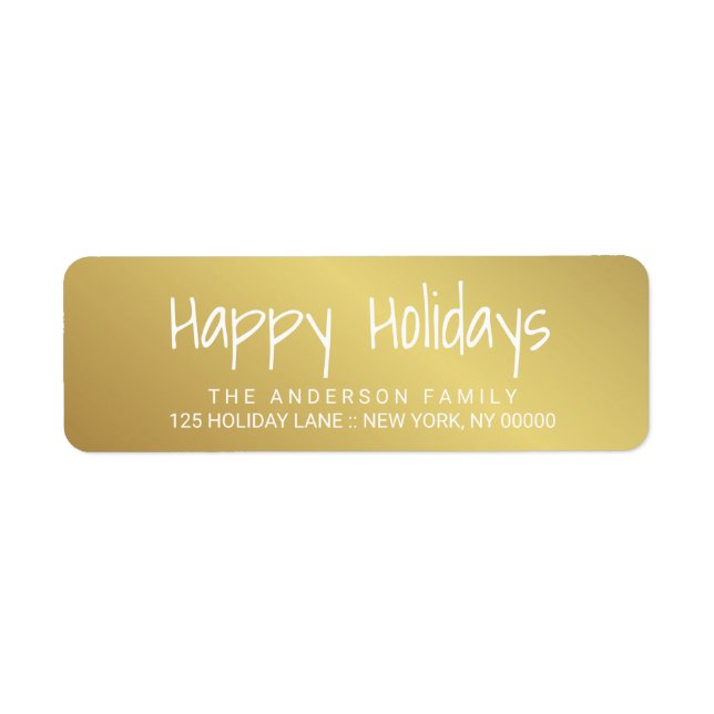 Happy Holidays Gold handdrucktes Buchstabenschild (Vorne)