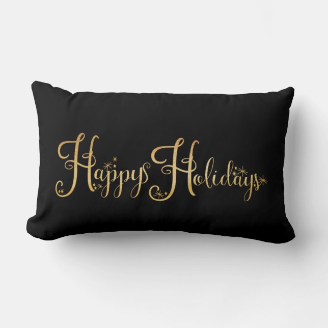 Happy Holidays Gold Schwarze Schrift Eleganter Url Lendenkissen (Vorderseite)