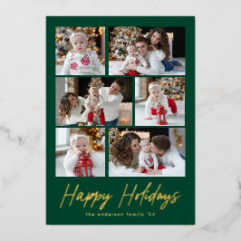 Happy Holidays Gold Script 6 Foto Collage Folien Feiertagskarte