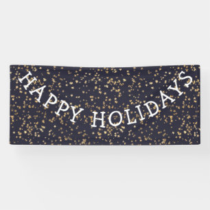 Happy Holidays Gold Stars Navy Blue Weihnachten Banner