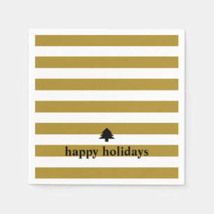 Happy Holidays Gold Streifen Napkins Serviette