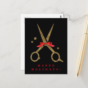 Happy Holidays - Golden Glitzer Hair Stylist-Karte Postkarte