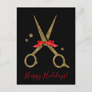 Happy Holidays - Golden Glitzer Hair Stylist-Karte Postkarte