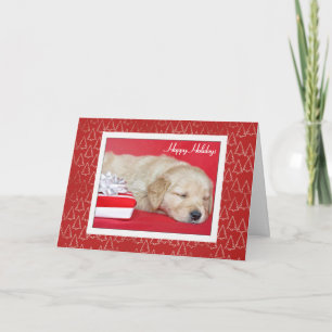 Happy Holidays Golden Retriever Puppy Karte