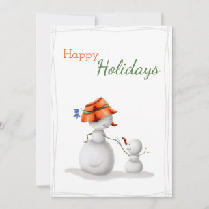 Happy Holidays Grandma Snowman und Kind Weihnachte Feiertagskarte