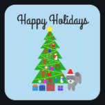Happy Holidays Gray Poodle Christmas #5-2 Stickers<br><div class="desc">Grey Poodle Christmas #5</div>