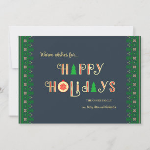 Happy Holidays Green Border Holiday Card Feiertagskarte