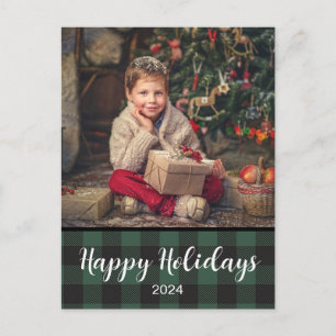 Happy Holidays Green Buffalo Kariert 2024 Postkarte