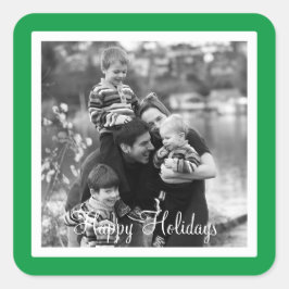 Happy Holidays Green Design Quadratischer Aufkleber