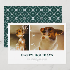 Happy Holidays Green Fair Isle Foto Feiertagskarte