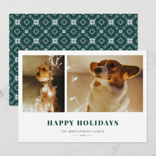 Happy Holidays Green Fair Isle Foto Feiertagskarte