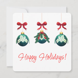 Happy Holidays Green Ornament Trio Feiertagskarte