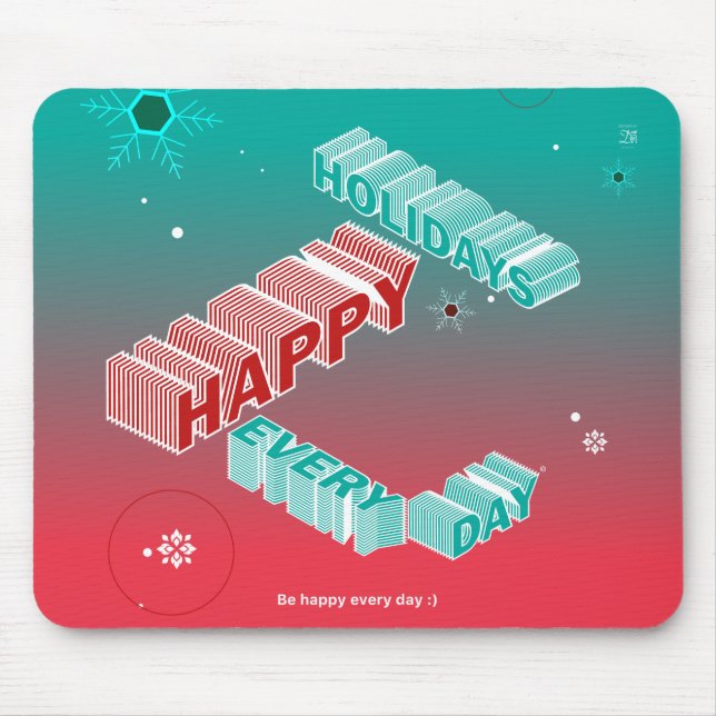 Happy Holidays, Green & Pink Mousepad (Vorne)