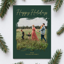 Happy Holidays Green Script Modernes Minimales Fot Folien Feiertagskarte
