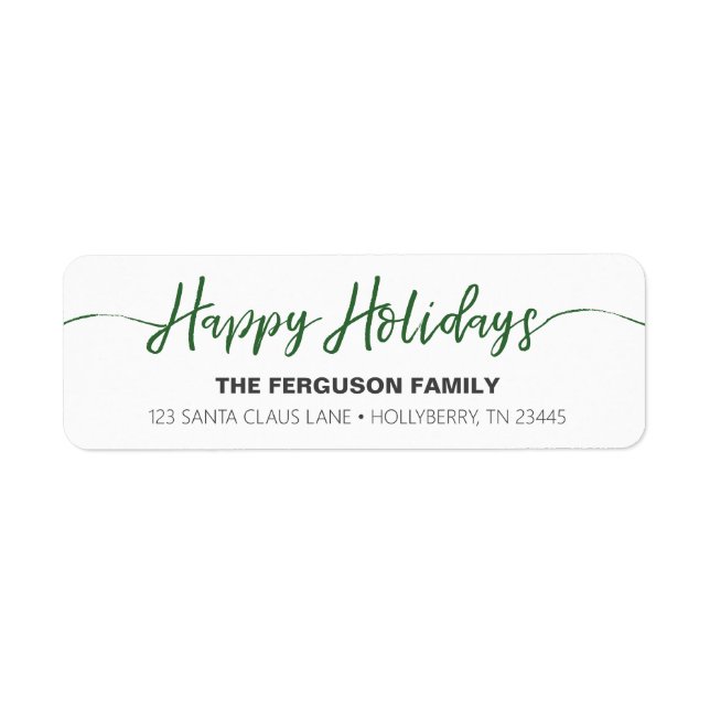Happy Holidays Green Script Return Address Label (Vorne)