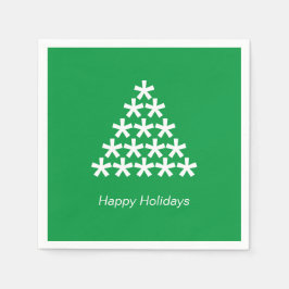 Happy Holidays Green White Snow Stars Baumpapier Serviette