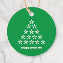 Happy Holidays Green White Snow Stars Tree Geschen