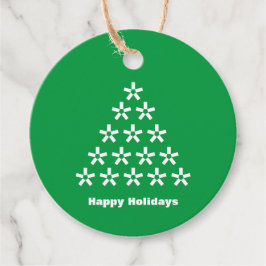 Happy Holidays Green White Snow Stars Tree Geschen Geschenkanhänger