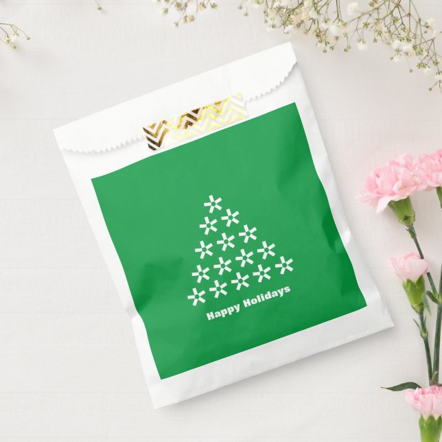 Happy Holidays Green White Snow Stars Tree Geschenktütchen (Versiegelt)