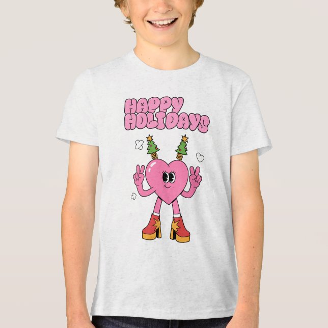 Happy Holidays - Groovy Heart of the Season Tri-Blend Shirt (Vorderseite)