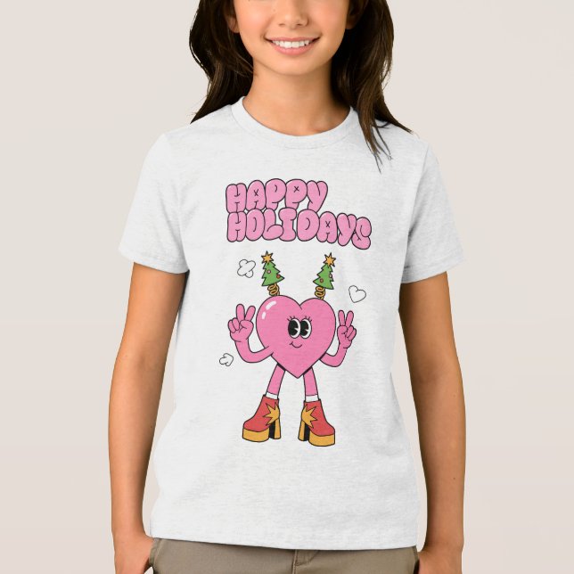 Happy Holidays - Groovy Heart of the Season Tri-Blend Shirt (Vorderseite)