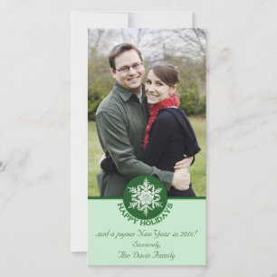 Happy Holidays Grünbuch Snowflake 4x8 Feiertagskarte