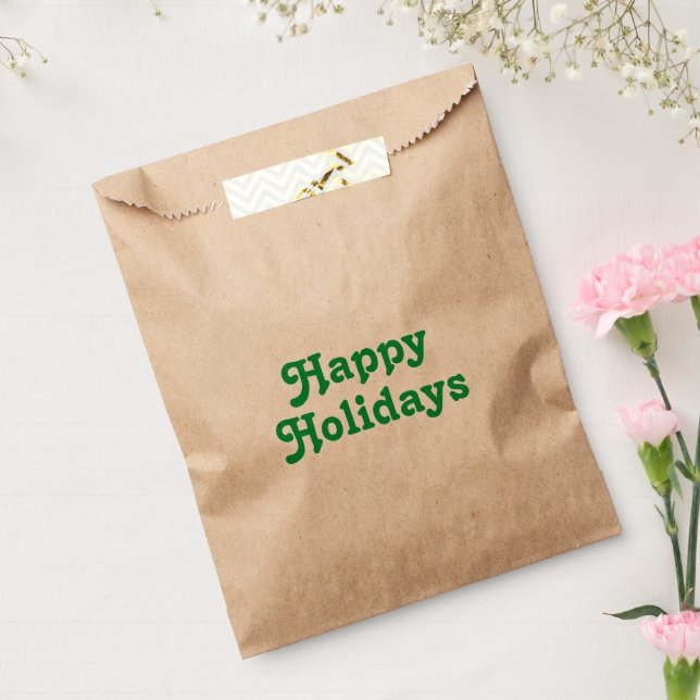 "Happy Holidays" grüne Buchstaben Weihnachts-Party Geschenktütchen (Versiegelt)