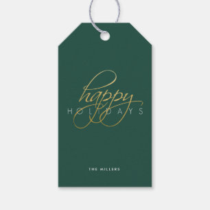 Happy Holidays Grüne Skripte Weihnachten Geschenkanhänger