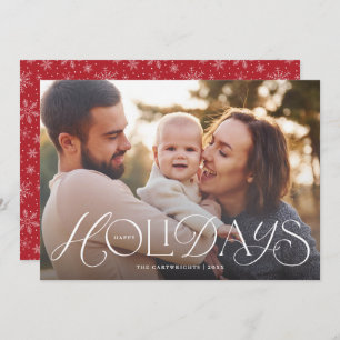 Happy Holidays Hand Lettering Holiday Foto Card Feiertagskarte