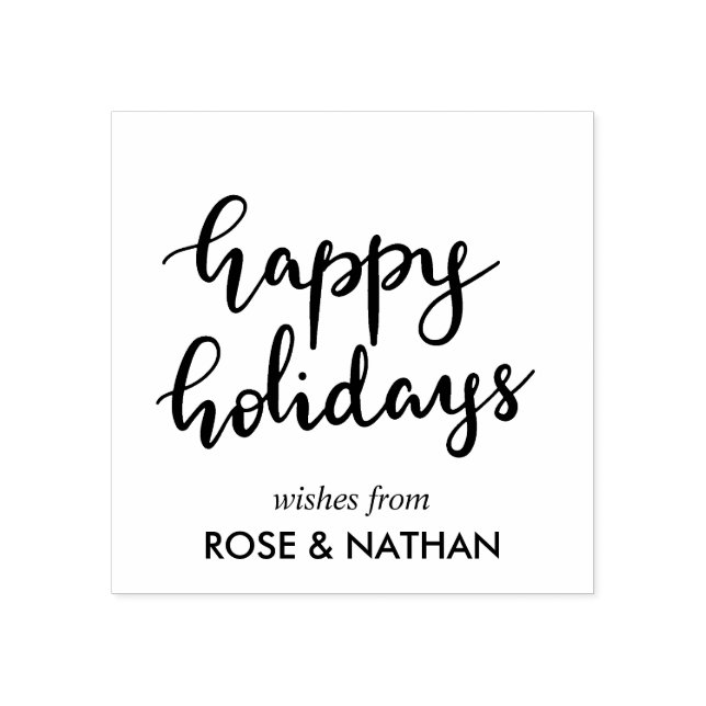 Happy Holidays Handgeschriebenes schwarzes Skript Gummistempel (Prägung)